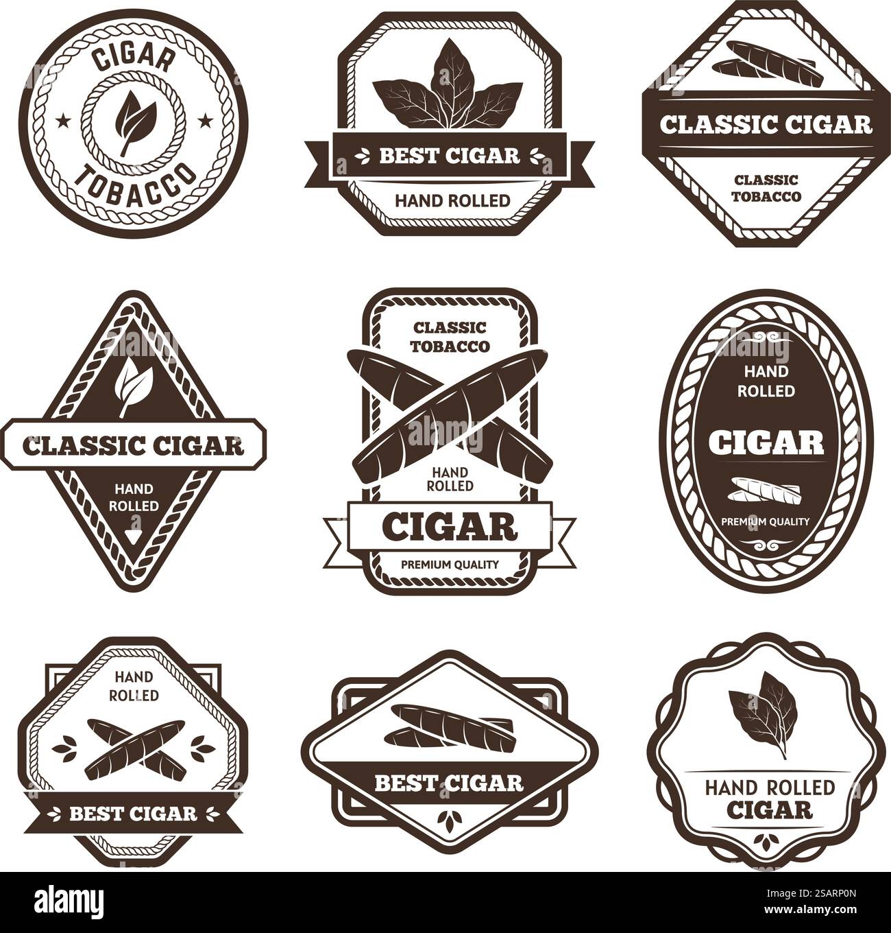 ETIQUETTES de cigares. Signe de feuille de tabac classique, jeu vectoriel de badges de produit de cigarette roulée à la main et de nicotine. Emblèmes de modèle de cigare faits à la main de qualité supérieure de forme différente, collection vintage. ETIQUETTES de cigares. Signe de feuille de tabac classique, jeu vectoriel de badges de produit de cigarette roulée à la main et de nicotine Illustration de Vecteur ETIQUETTES de cigares. Signe de feuille de tabac classique, jeu vectoriel de badges de produit de cigarette roulée à la main et de nicotine. Emblèmes de modèle de cigare faits à la main de qualité supérieure de forme différente, collection vintage. ETIQUETTES de cigares. Signe de feuille de tabac classique, jeu vectoriel de badges de produit de cigarette roulée à la main et de nicotine Illustration de Vecteur