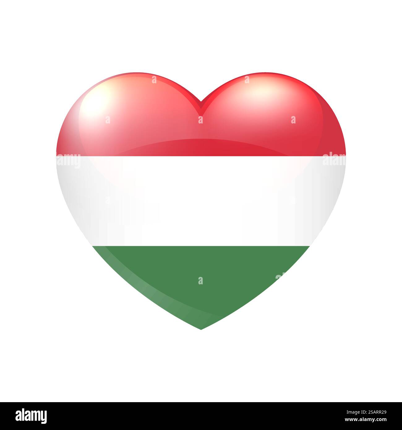 Drapeau hongrois dans le cœur. Symbole de l'amour. Vecteur icône de pays hongrois isolé eps10 Illustration de Vecteur