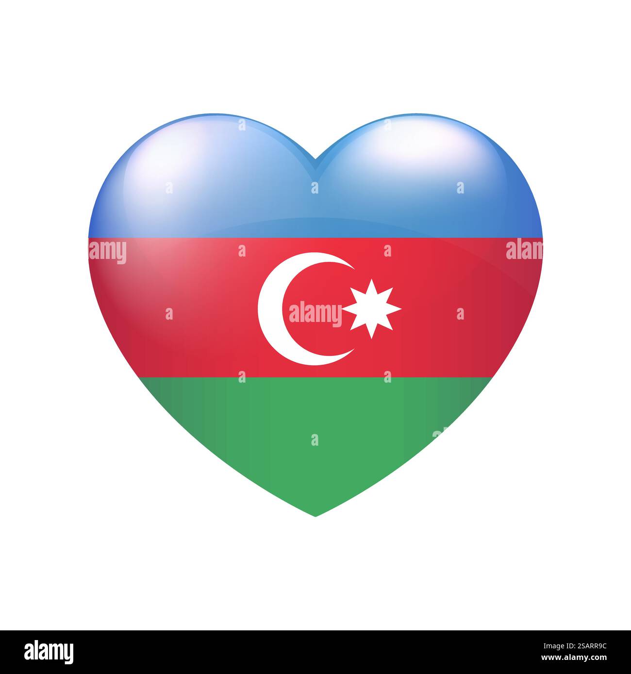 Vecteur Azerbaïdjan drapeau icône de coeur. Emblème brillant. Symbole de l'amour du pays. Illustration isolée eps10 Illustration de Vecteur