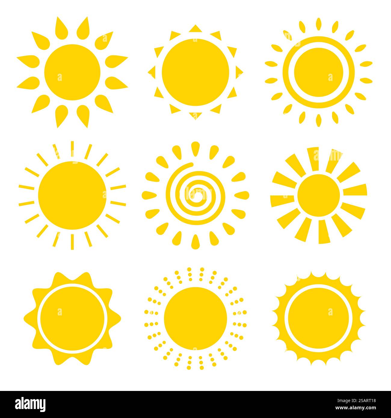 Jeu de symboles vectoriels d'icônes de soleil. Conception plate simple Illustration de Vecteur