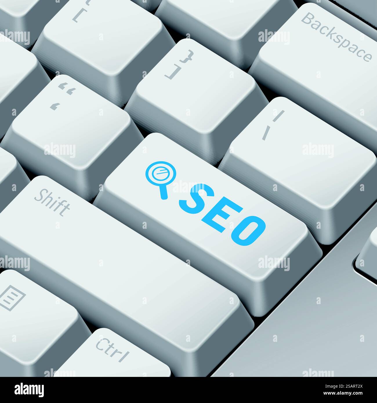 message sur la touche d'entrée du clavier d'illustration 3d pour les concepts seo. seo concept avec clavier d'ordinateur 3d. Illustration de Vecteur