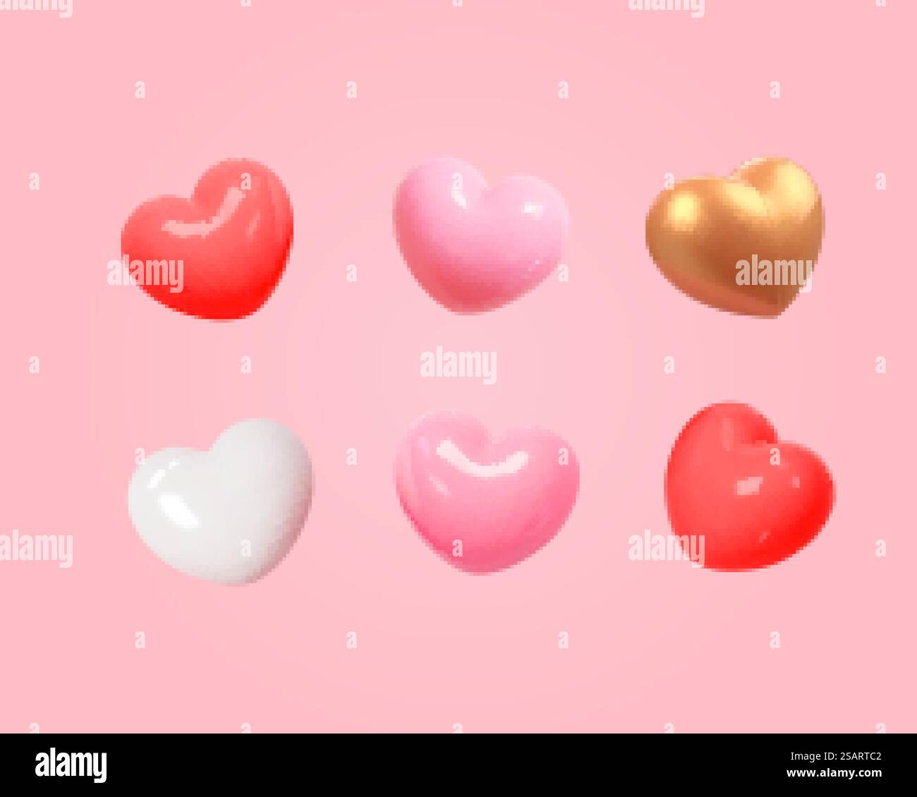 collection de jouets en forme de coeur coloré de dessin animé 3d, isolé sur fond rose clair. Convient pour la décoration de la Saint-Valentin et du jour de la mère et du jour de la mère.. ballons de coeur de dessin animé 3d. Illustration de Vecteur collection de jouets en forme de coeur coloré de dessin animé 3d, isolé sur fond rose clair. Convient pour la décoration de la Saint-Valentin et du jour de la mère et du jour de la mère.. ballons de coeur de dessin animé 3d. Illustration de Vecteur