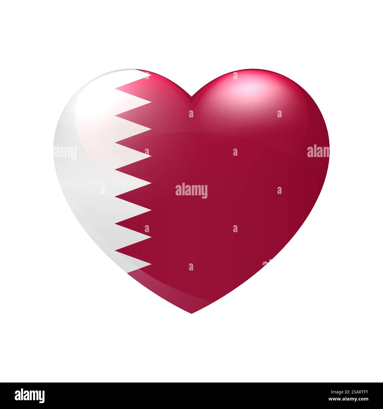 Drapeau du Qatar dans le cœur. Symbole de l'amour. Icône de pays vectoriel isolé eps10 Illustration de Vecteur