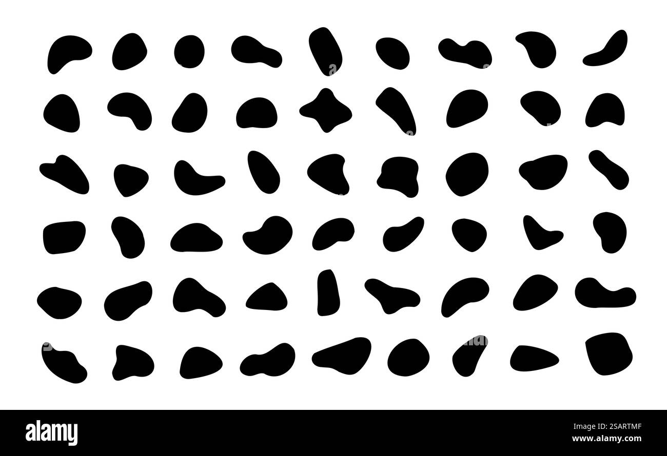 Modèles géométriques abstraits de formes fluides. Collection Vector Dynamical Forms pour votre conception. Silhouettes de cadre noir dessinées à la main Illustration de Vecteur