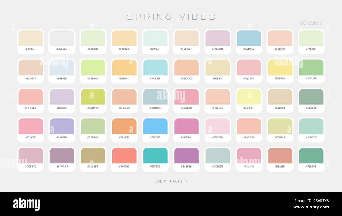 Palette Soft Spring. Vibes tendance de couleur de mode. Prévision de palette de couleurs des nuances futures. Illustration de modèle vectoriel EPS10 Illustration de Vecteur