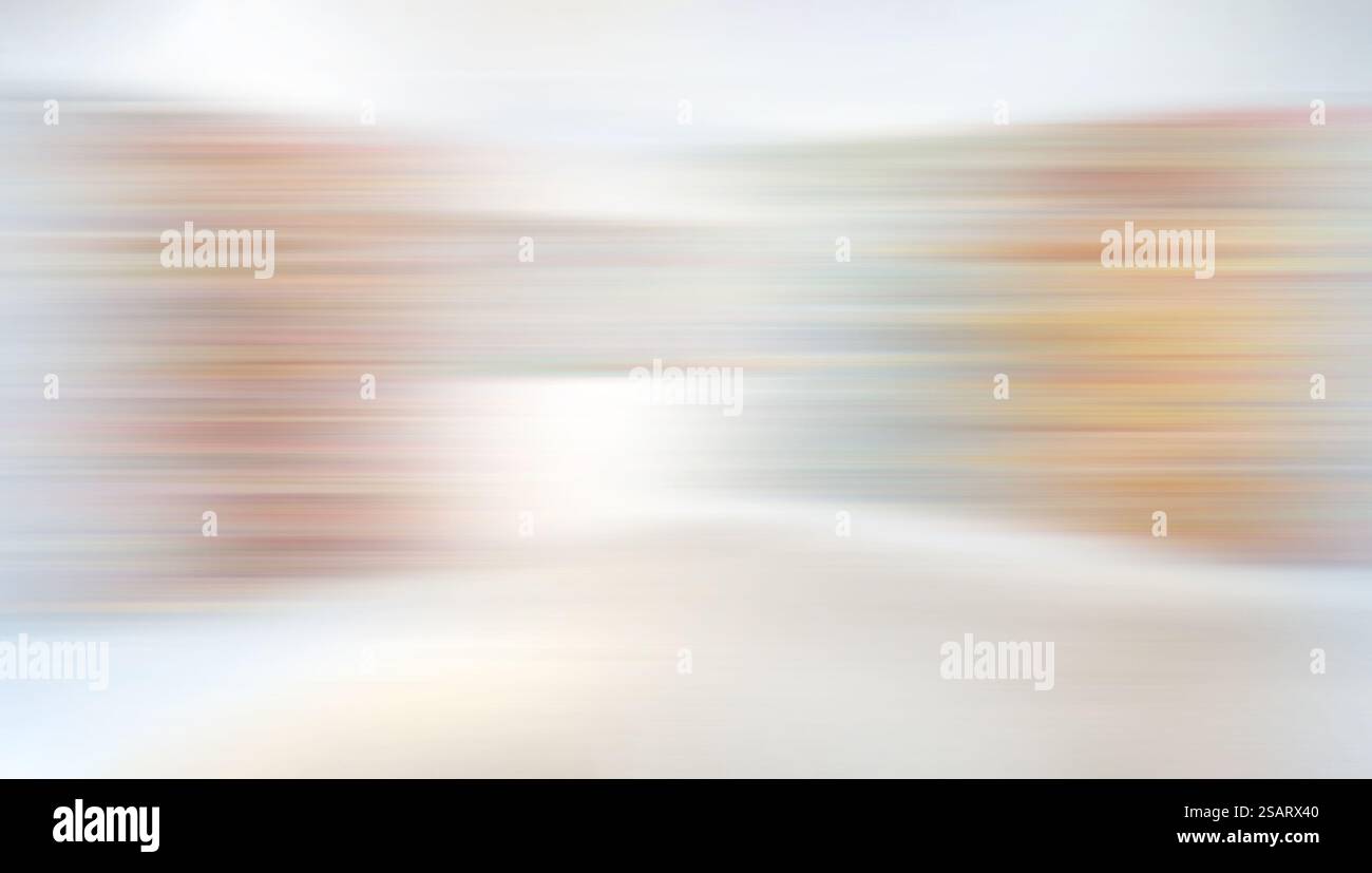 Flou de mouvement, fond de galerie d'exposition d'art, peinture abstraite colorée sur fond blanc Banque D'Images