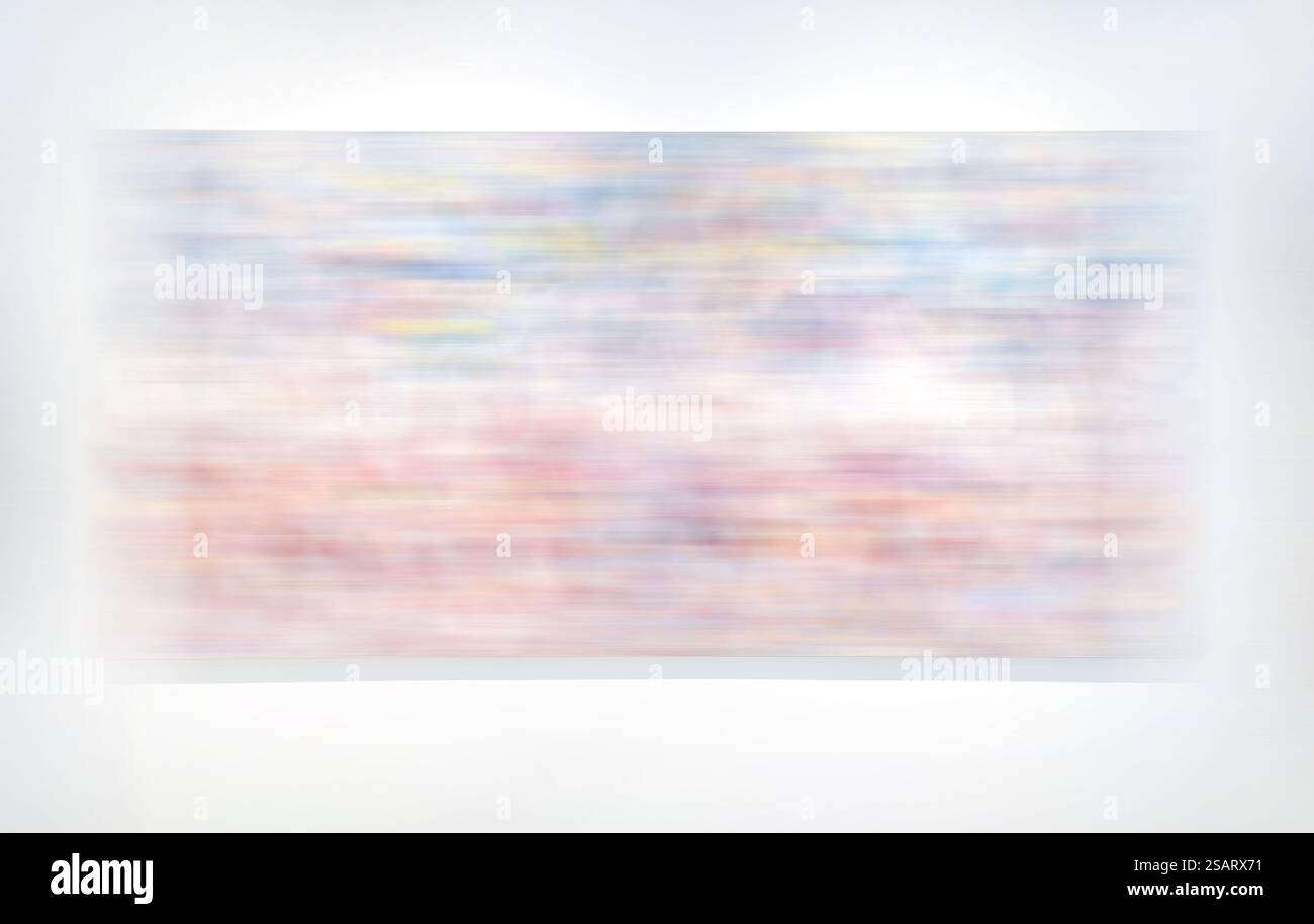 Flou de mouvement, fond de galerie d'exposition d'art, peinture abstraite colorée sur fond blanc Banque D'Images