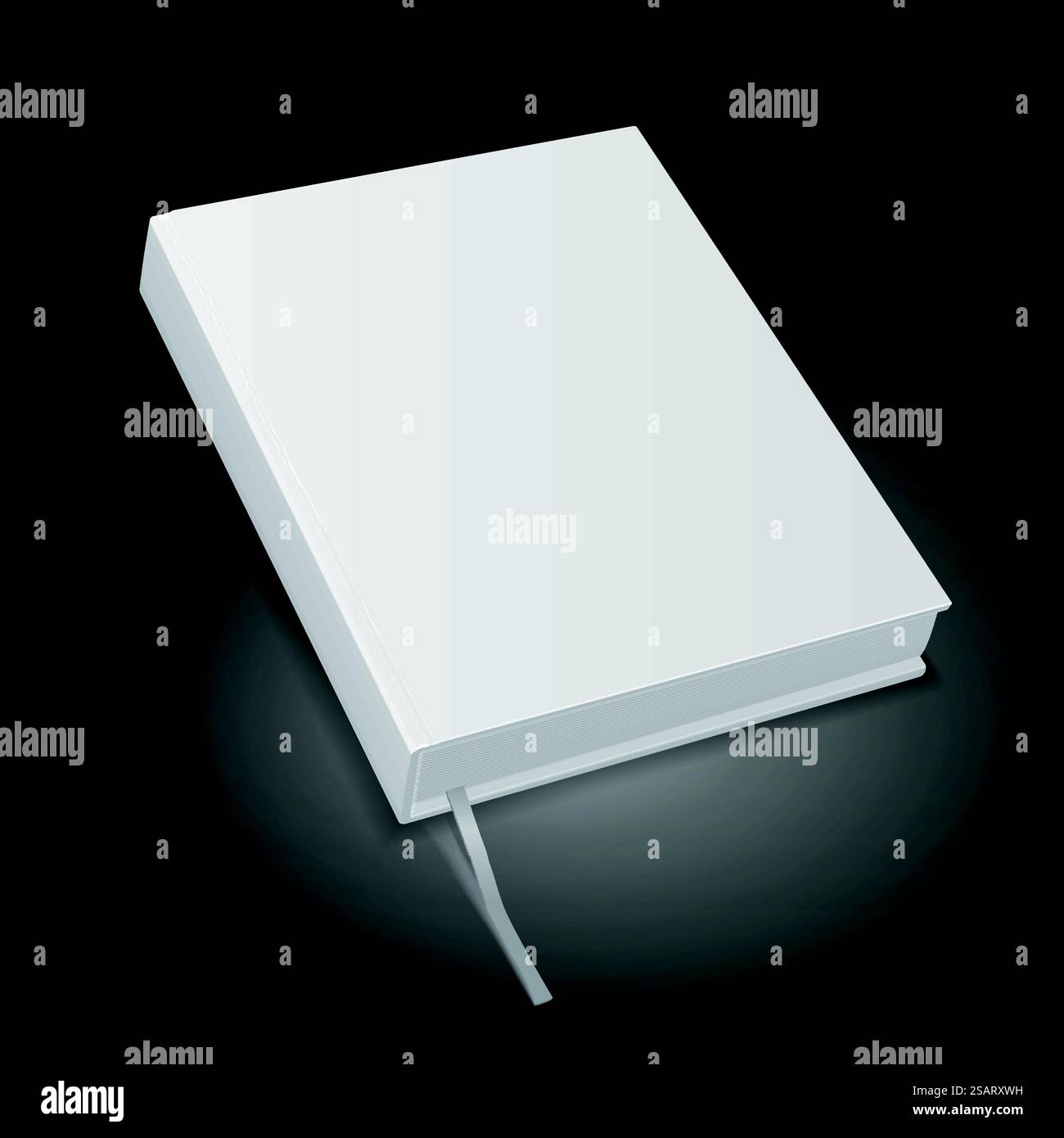 livre blanc à couverture rigide isolé sur fond noir. Illustration 3D.. livre à couverture rigide vierge Illustration de Vecteur