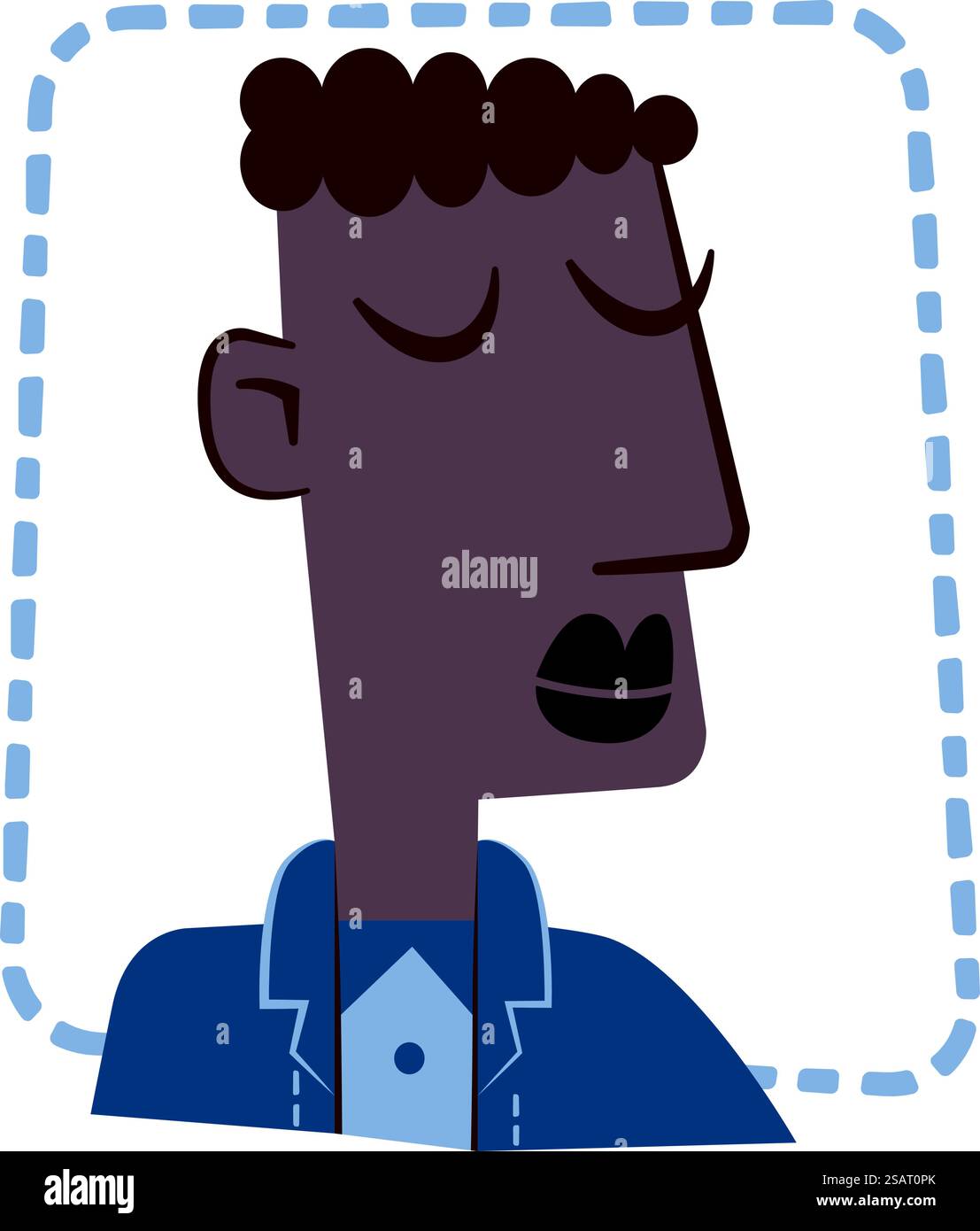 Sticker style rétro d'un jeune homme noir dans un costume bleu Illustration de Vecteur