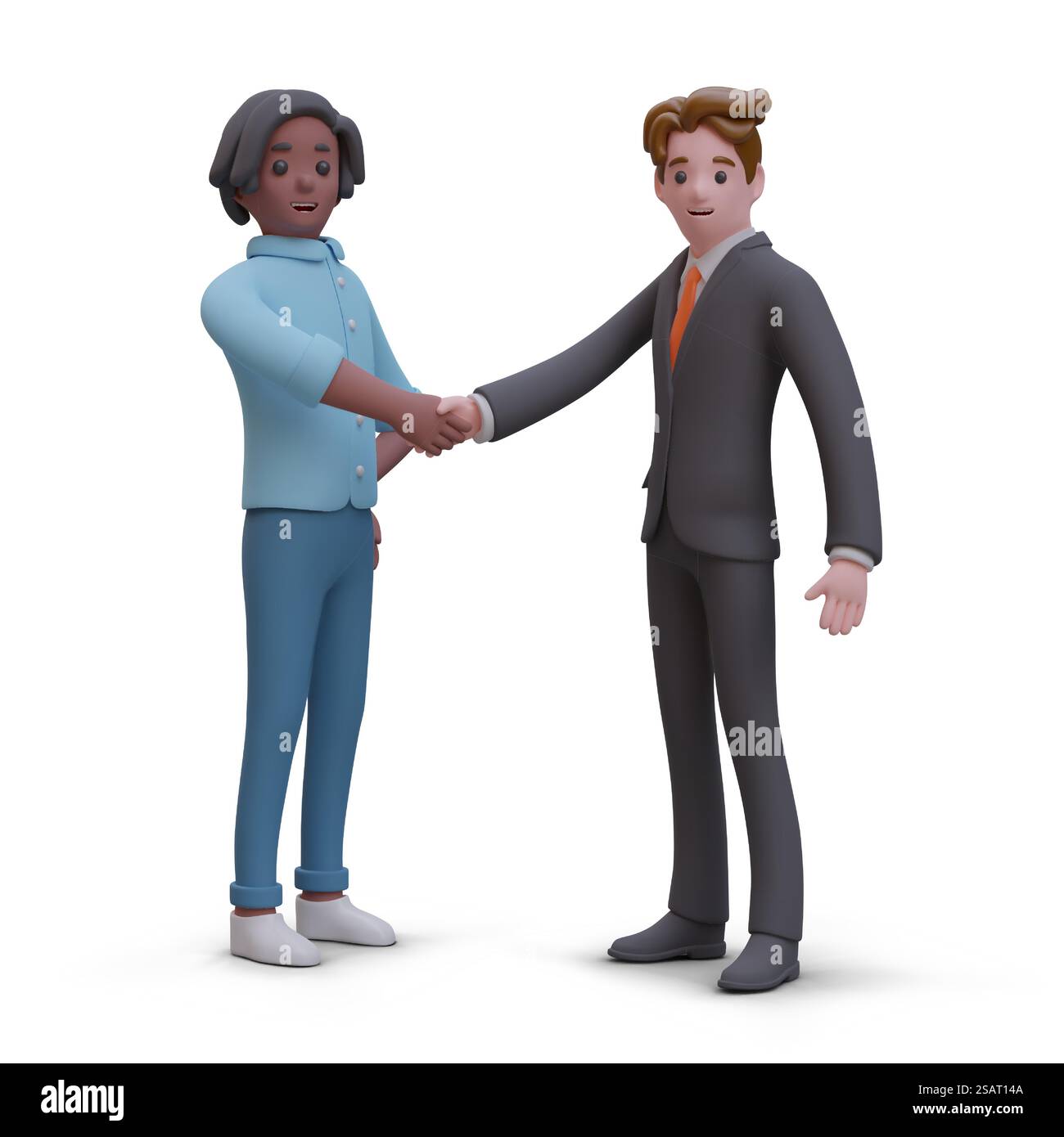 Concept de coopération internationale. L'homme noir et blanc se serre la main. Accord, entre freelance et employé de bureau. Travail d'équipe. Conclusion du contrat. Concept de coopération internationale. L'homme noir et blanc se serre la main Illustration de Vecteur