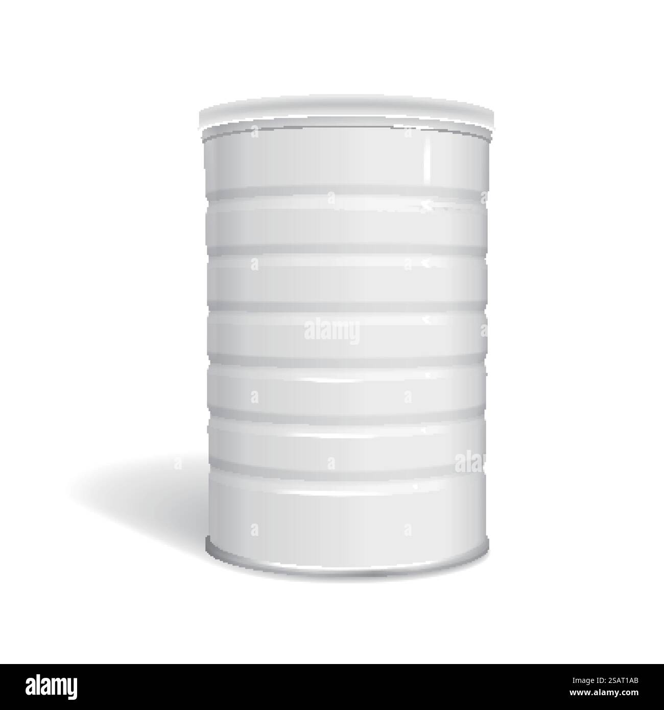 boîte métallique vierge isolée sur fond blanc. boite metallique flan Illustration de Vecteur