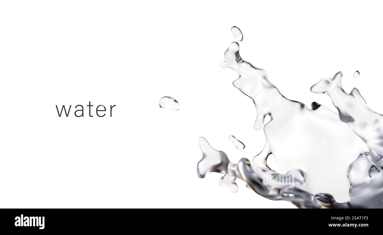 Concept d'eau douce propre. Éclaboussures réalistes de liquides transparents. Modèle vectoriel avec place pour le texte. Direction environnementale. Rafraîchissement, réhydratation. Concept d'eau douce propre. Éclaboussures réalistes de liquides transparents Illustration de Vecteur