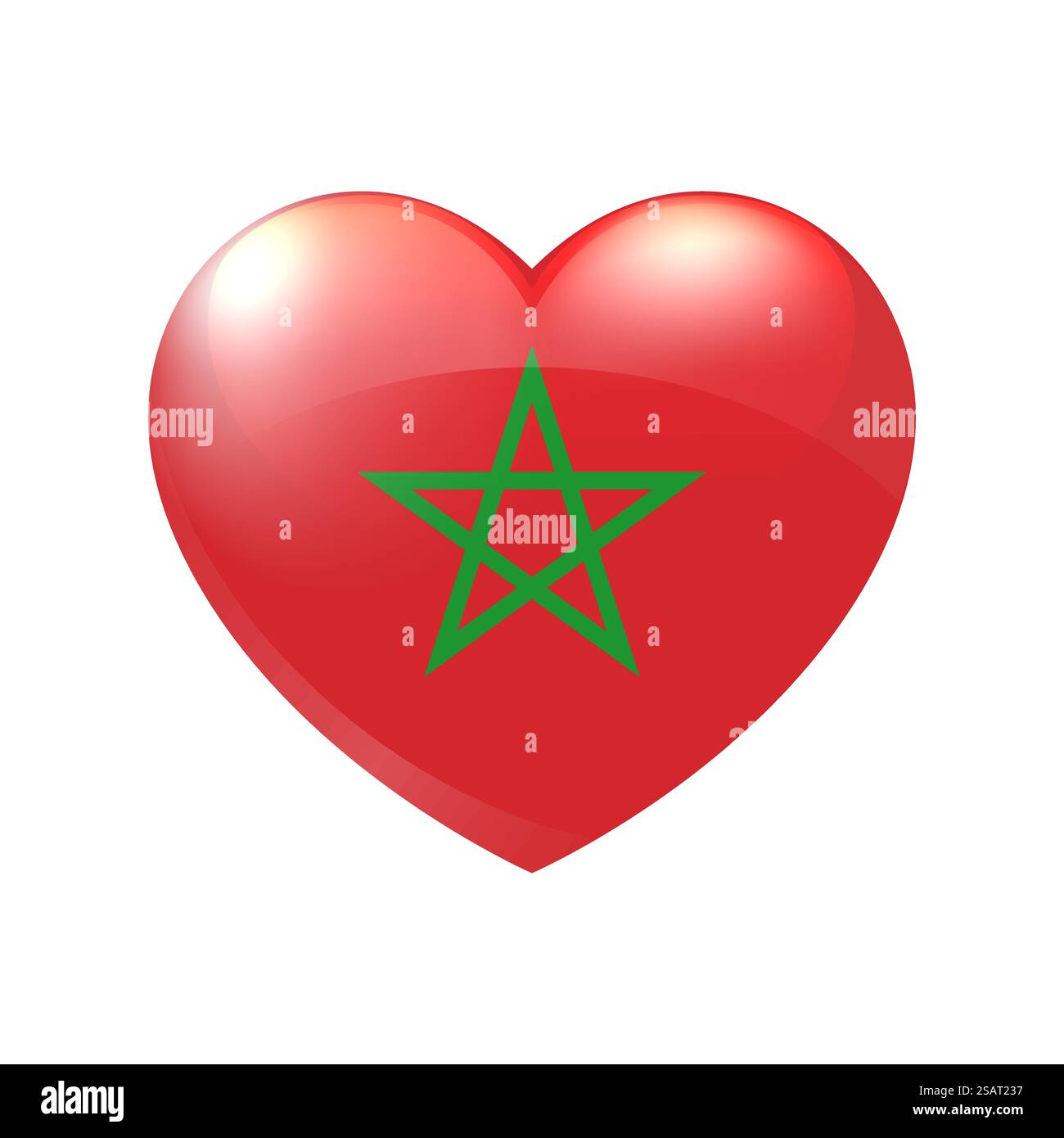 Drapeau du Maroc dans le cœur. Symbole de l'amour. Icône de pays vectoriel isolé eps10 Illustration de Vecteur