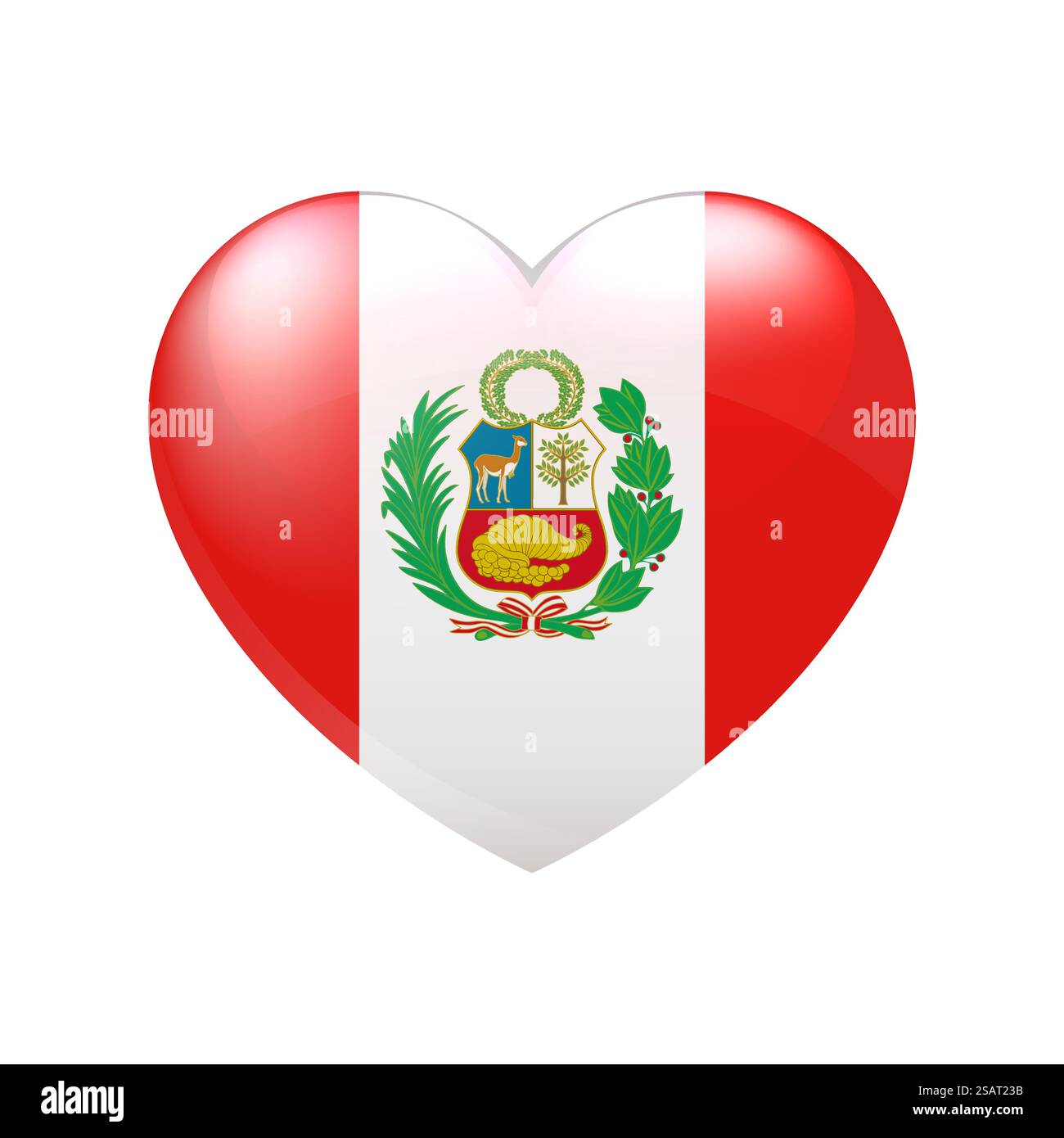 Drapeau du Pérou dans le cœur. Symbole de l'amour. Icône de pays vectoriel isolé eps10 Illustration de Vecteur