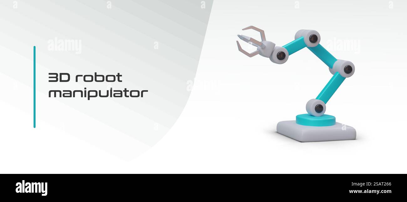 Manipulateur robotique réaliste levé. EQUIPEMENT programmable ajustable. Fixation, levage et déplacement d'objets. Technologie du futur. Approche innovante de la production, processus automatisé. Manipulateur robotique réaliste levé. EQUIPEMENT programmable ajustable Illustration de Vecteur