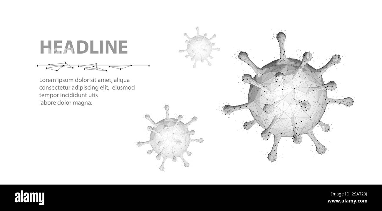 Virus. Vecteur abstrait 3d microbe viral isolé sur fond bleu. Bactéries allergiques, soins médicaux, concept de microbiologie. Illustration de Vecteur