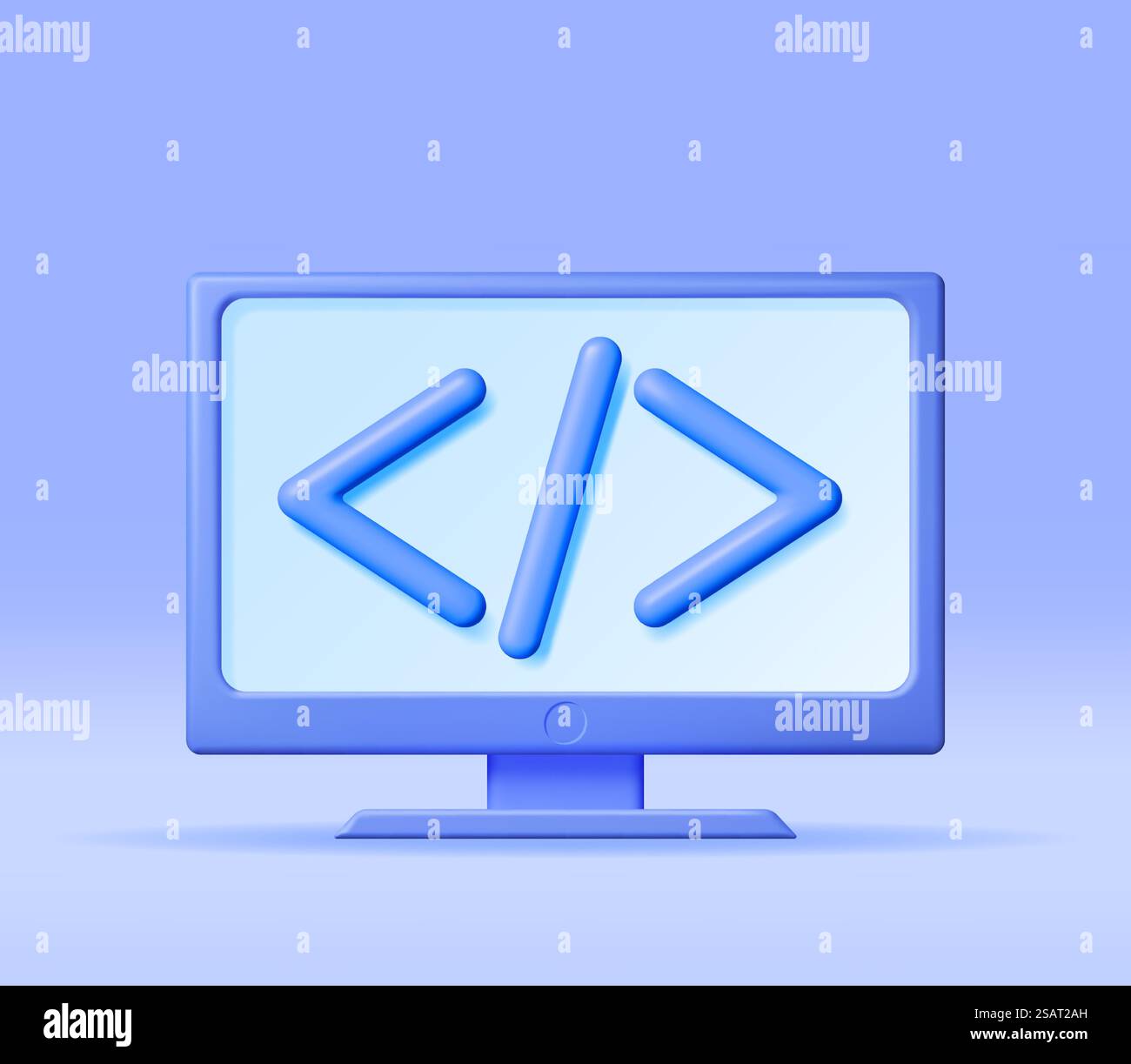 Icône de code 3D sur l'ordinateur isolé. Rendu des symboles d'API Python ou Java dans Monitor Device. Langage de programmation informatique. Interface de code HTML de développement Web. Balise ronde d'encodage. Illustration vectorielle. Icône Code 3D sur l'ordinateur Illustration de Vecteur