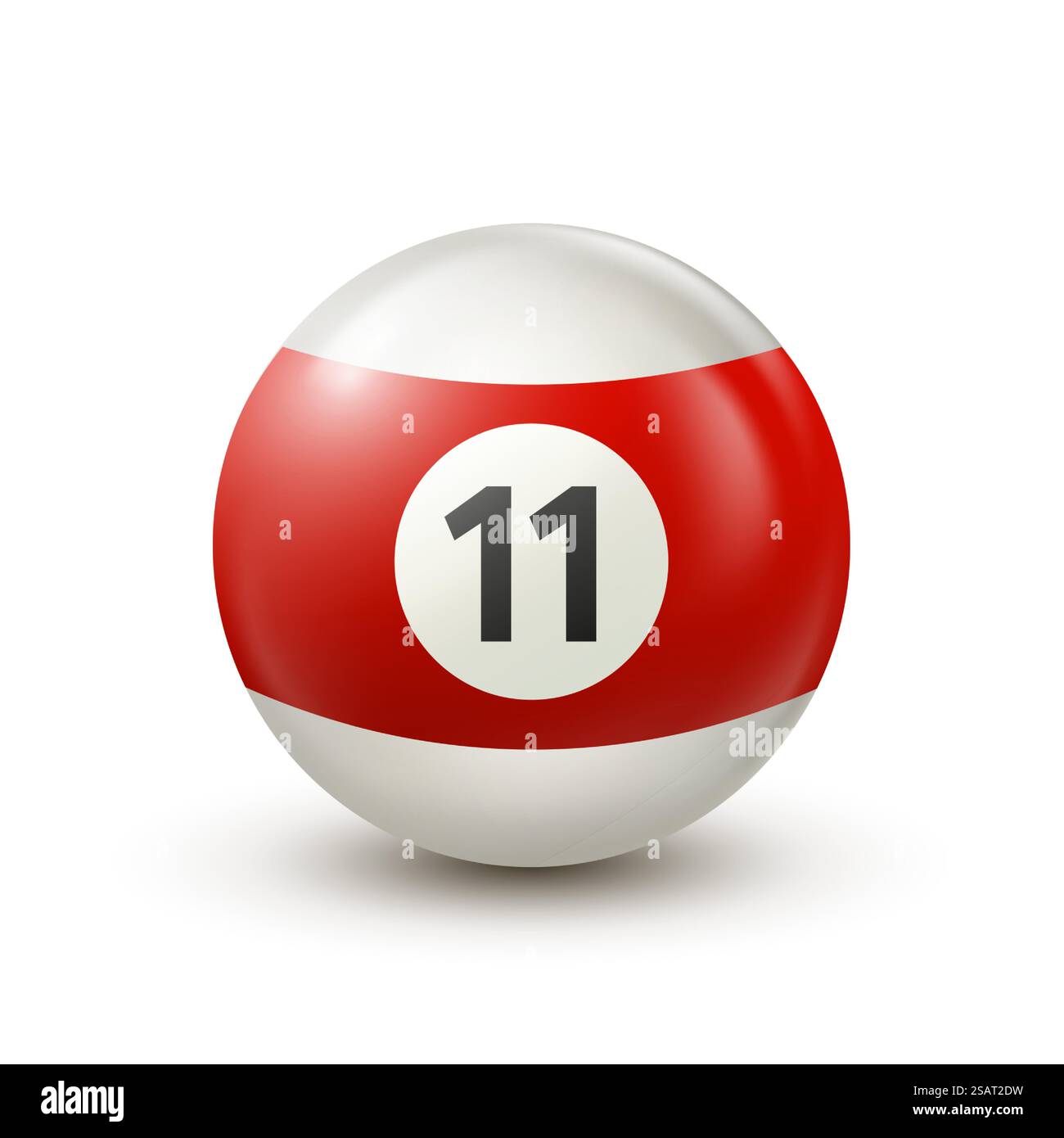 Billard, boule de piscine rouge avec numéro 11.Snooker ou boule de loterie sur fond blanc.illustration vectorielle Illustration de Vecteur