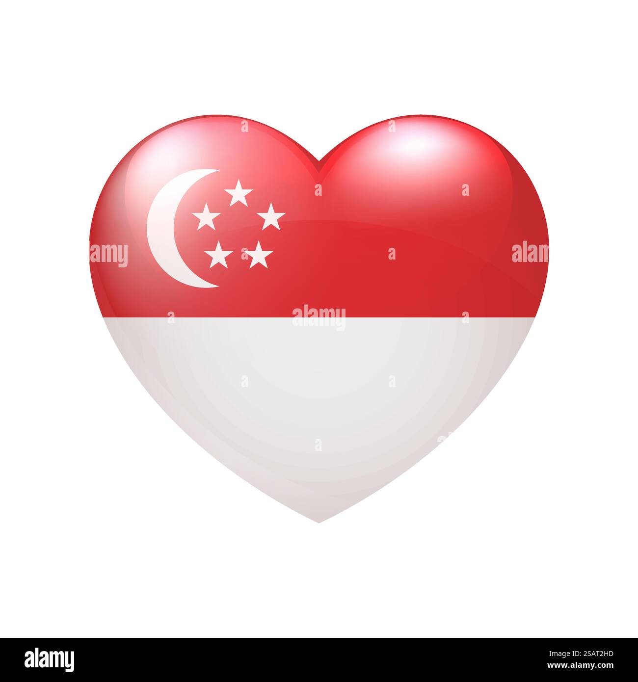 Drapeau de Singapour dans le cœur. Icône d'emblème vectoriel. Symbole de l'amour du pays. Illustration isolée eps10 Illustration de Vecteur