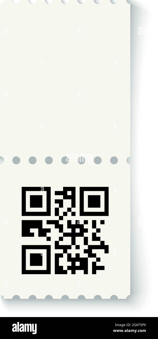 Billet d'événement avec code qr. Maquette de papier réaliste isolé sur fond blanc. Billet d'événement avec code qr. Maquette de papier réaliste Illustration de Vecteur
