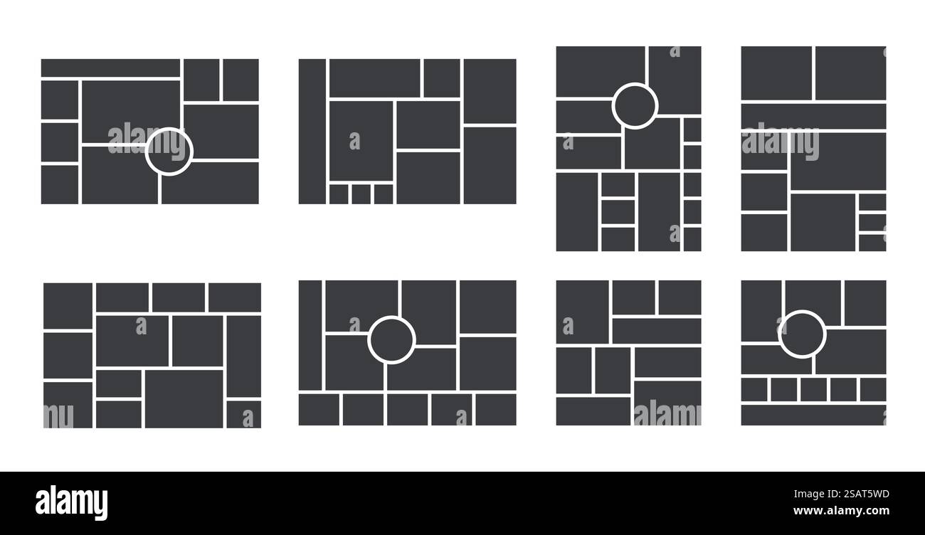 Grille Moodboard. Modèles de collage. Fond du tableau d'humeur. Disposition d'images de photomontage. Illustration de Vecteur