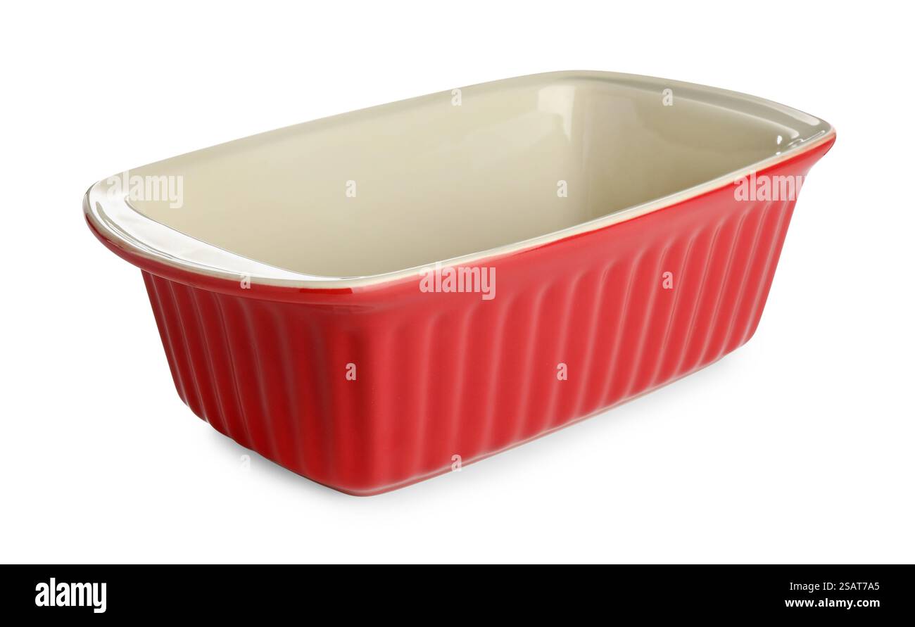 Une casserole en céramique isolée sur blanc. Ustensile de cuisson Banque D'Images