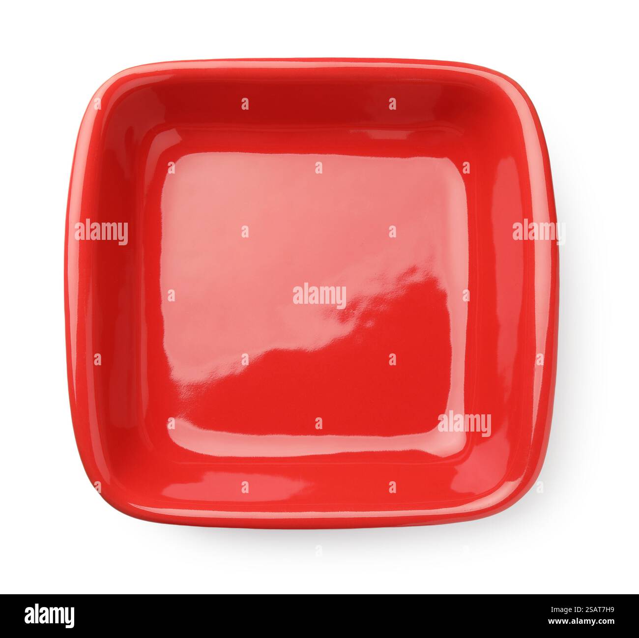 Une casserole en céramique isolée sur blanc, vue de dessus. Ustensile de cuisson Banque D'Images