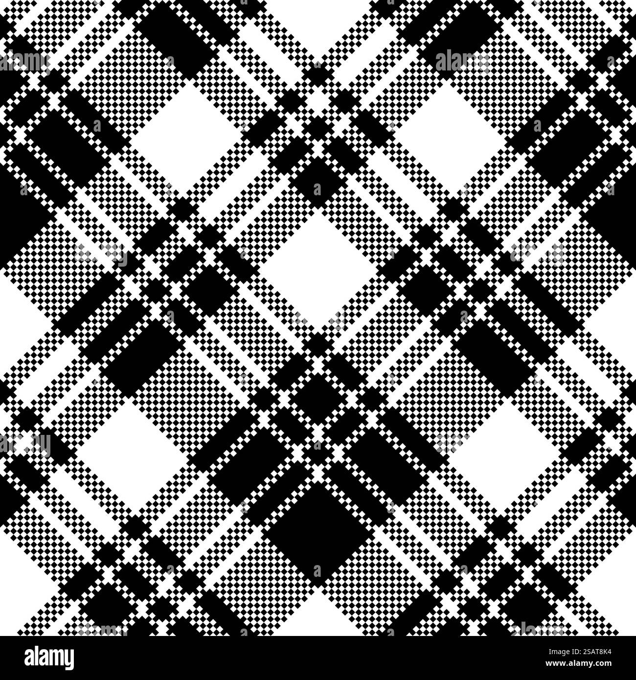 Pixel check texture tissu noir blanc motif sans couture. Illustration vectorielle.. Pixel check texture tissu noir blanc motif sans couture Illustration de Vecteur