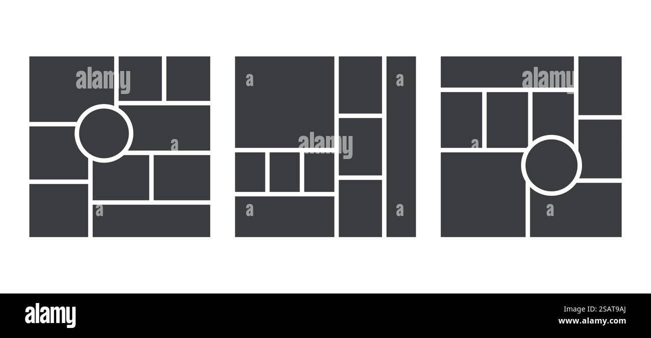 Modèle de collage photo. Disposition du moodboard. Grille d'album photos mosaïques. Fond du tableau d'humeur. Illustration de Vecteur