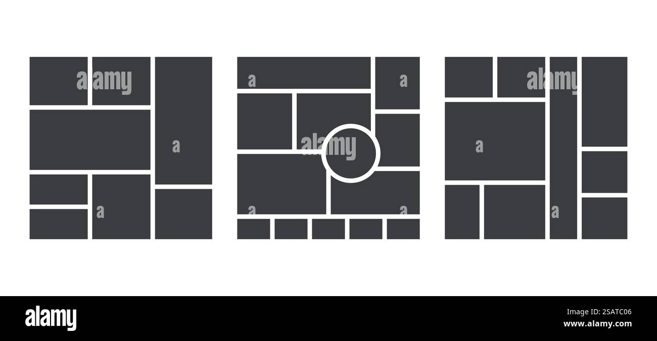 Modèle de collage. Disposition du tableau d'humeur. Grille d'images en mosaïque. Fond du moodboard. Mettez en place l'affiche carrée Illustration de Vecteur