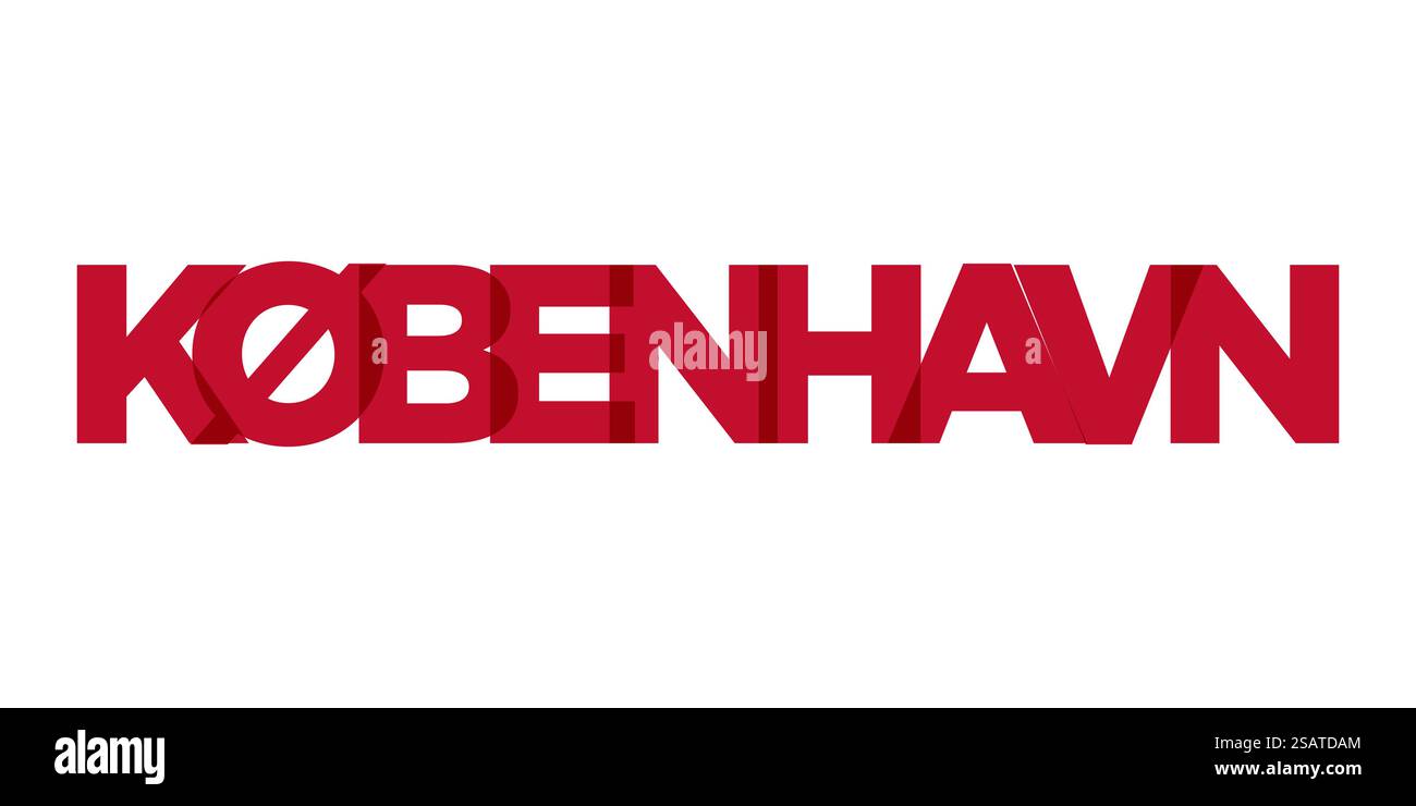Kobenhavn dans l'emblème du Danemark pour l'imprimé et le web. La conception présente un style géométrique, illustration vectorielle avec une typographie audacieuse dans une police moderne. Lettrage de slogan graphique isolé sur fond blanc. Illustration de Vecteur