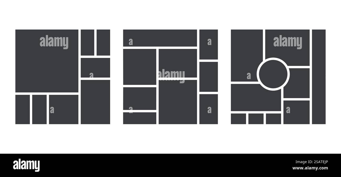 Grille de moodboard. Mise en page du collage. Fond du tableau d'humeur. Modèle carré d'images de photomontage. Illustration de Vecteur