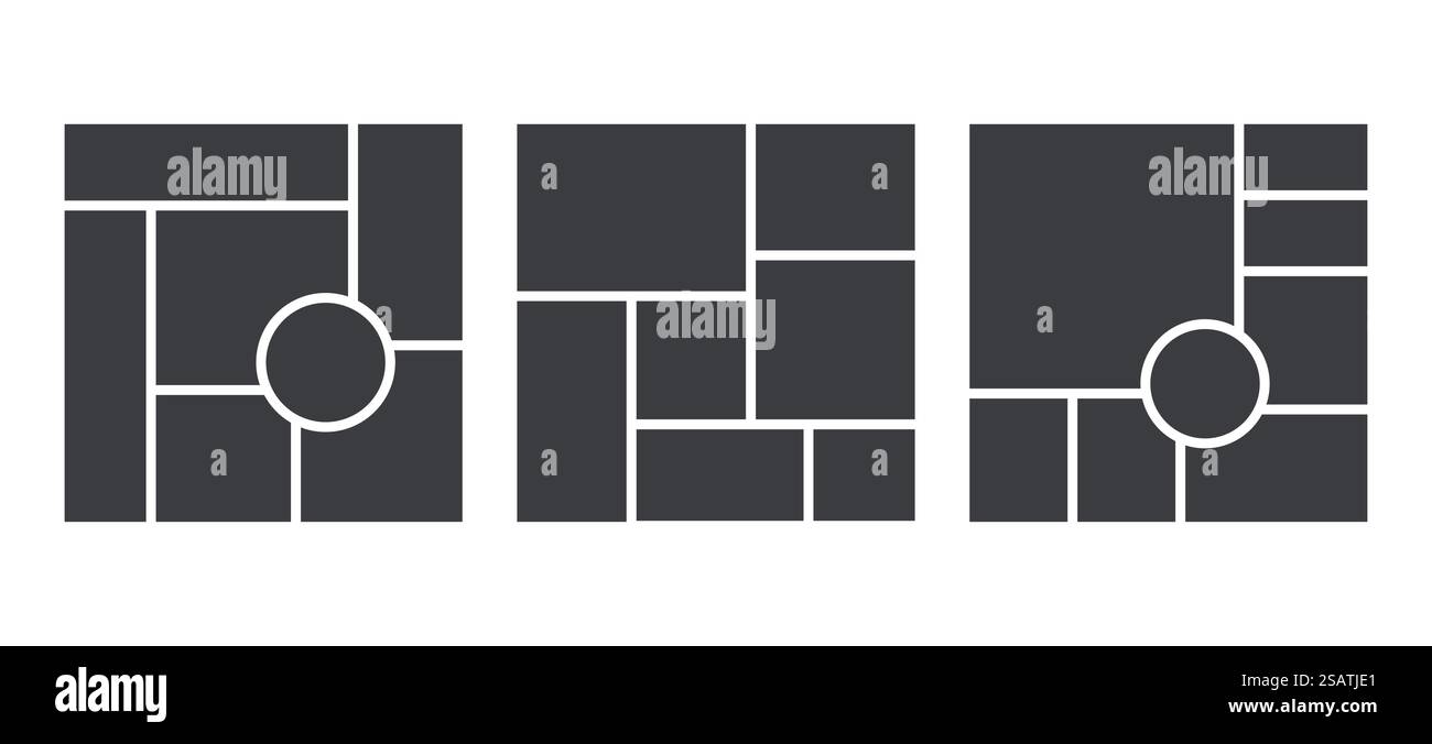 Modèle Moodboard. Mise en page du collage de photos. Fond du tableau d'humeur. Grille d'album d'images en mosaïque. Illustration de Vecteur