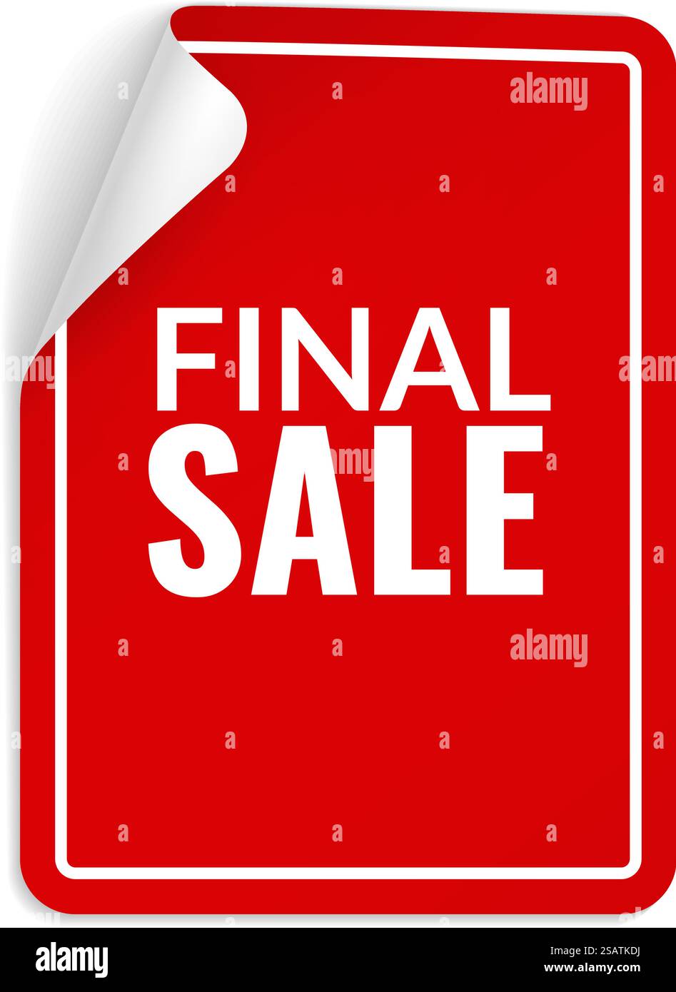 Étiquette rouge de vente finale. Autocollant de coin recourbé isolé sur fond blanc. Étiquette rouge de vente finale. Autocollant pour coin enroulé Illustration de Vecteur