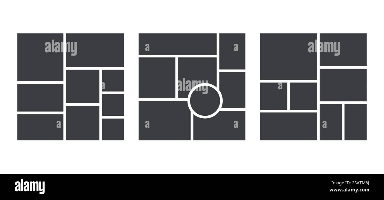 Modèle de tableau d'humeur. Grille de collage de photos. Fond du moodboard. Définir des images mosaïques. Collage de photos. Modèle de tableau d'humeur. Bannière avec des images en mosaïque. Illustration vectorielle. Illustration de Vecteur