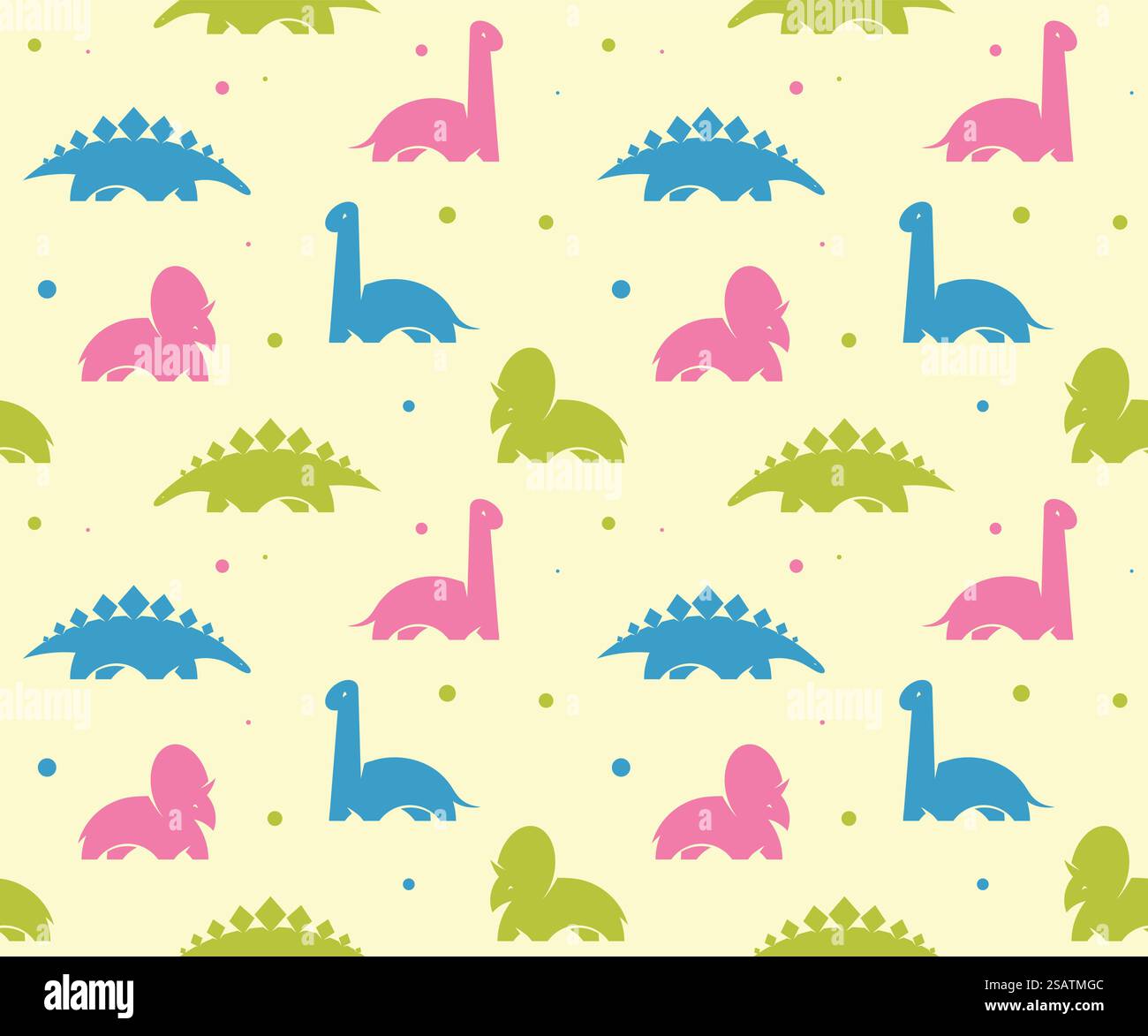 Fond de bébé d'enfants avec des dinosaures mignons. Motif sans couture vectoriel. Illustration de Vecteur