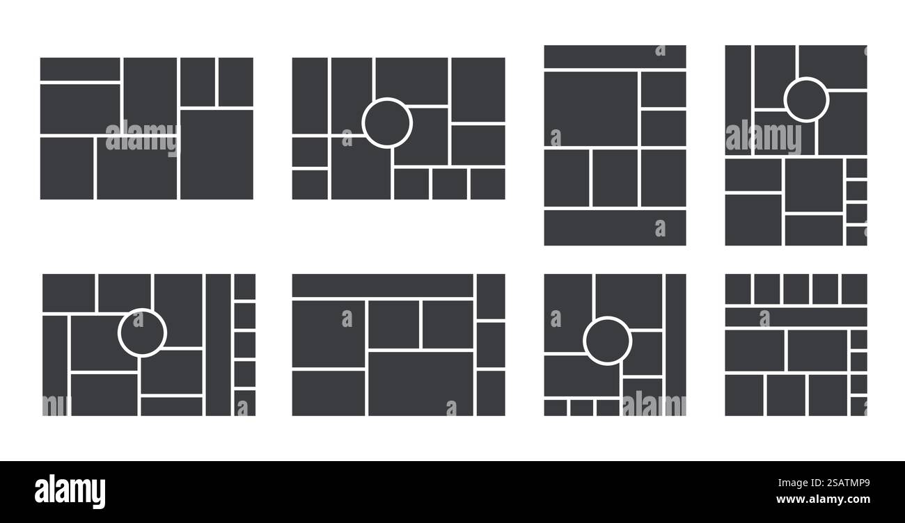 Mise en page du collage de photos. Modèle de moodboard. Images de scrapbook. Fond du tableau d'humeur. Mosaïque d'images Illustration de Vecteur