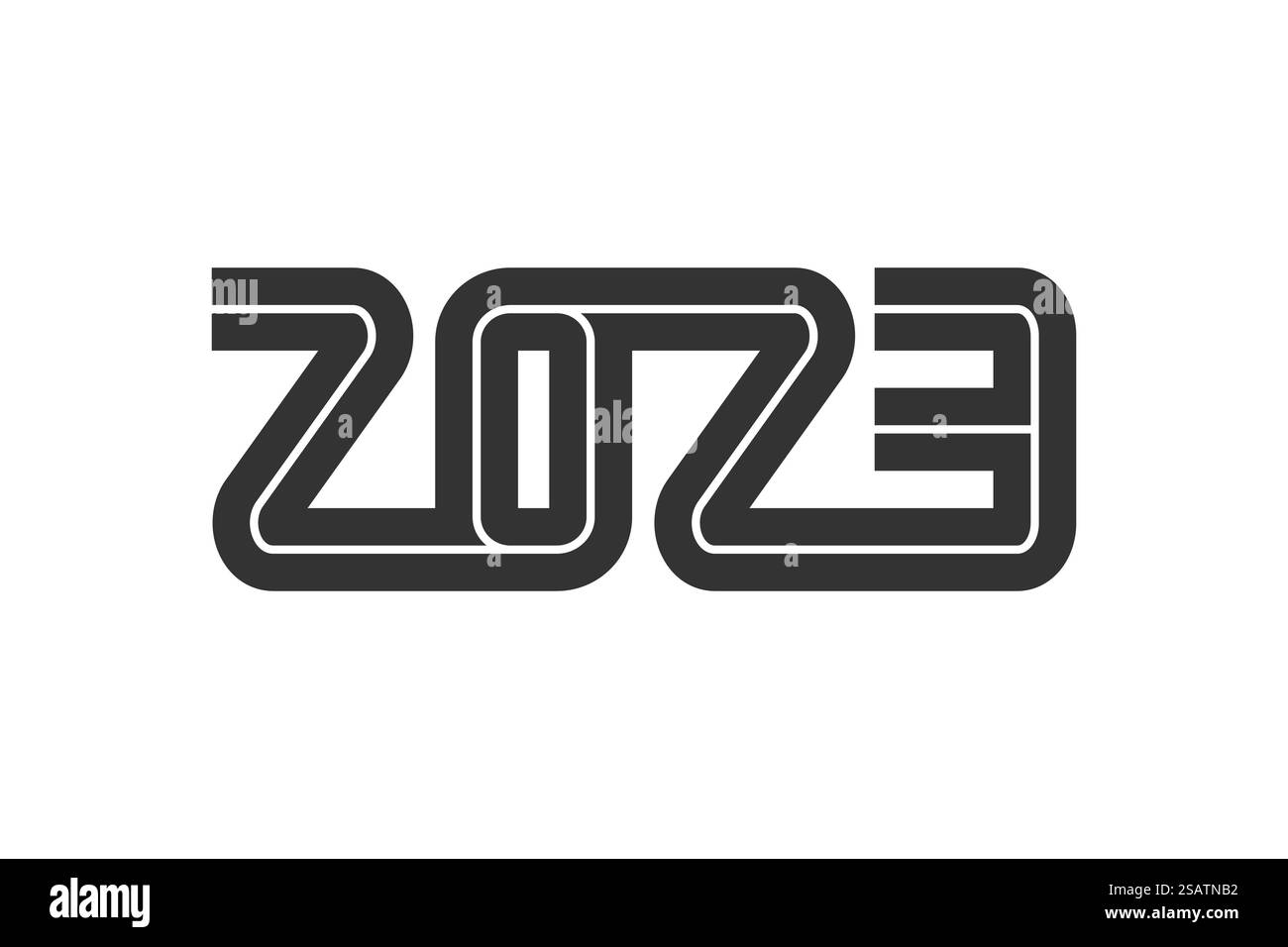 Lignes de style simples bonne année 2023 thème noir blanc. Illustration vectorielle. Illustration de Vecteur