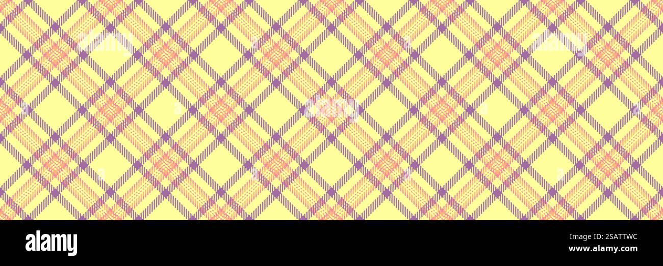 Tissu textile de fond court, tartan vecteur de texture d'horizon. Motif écossais à carreaux sans couture dans la couleur jaune et magenta. Illustration de Vecteur