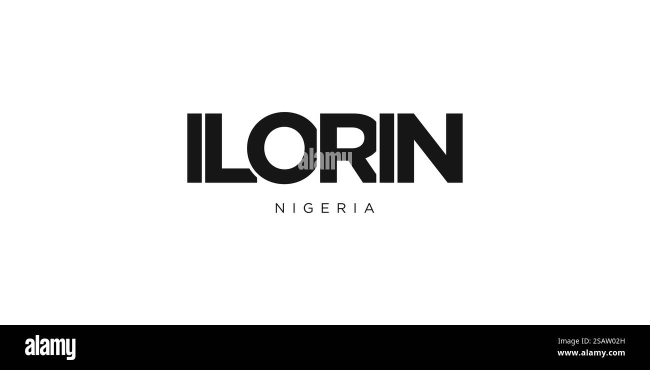 Ilorin dans l'emblème du Nigeria pour l'imprimé et le web. La conception présente un style géométrique, illustration vectorielle avec une typographie audacieuse dans une police moderne. Lettrage de slogan graphique isolé sur fond blanc. Illustration de Vecteur