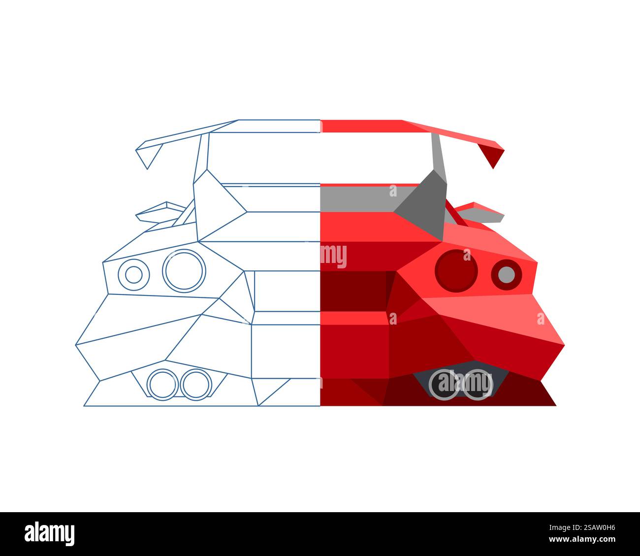 Voiture de sport abstraite. Dessin linéaire de la moitié du véhicule. Illustration vectorielle. Illustration de Vecteur