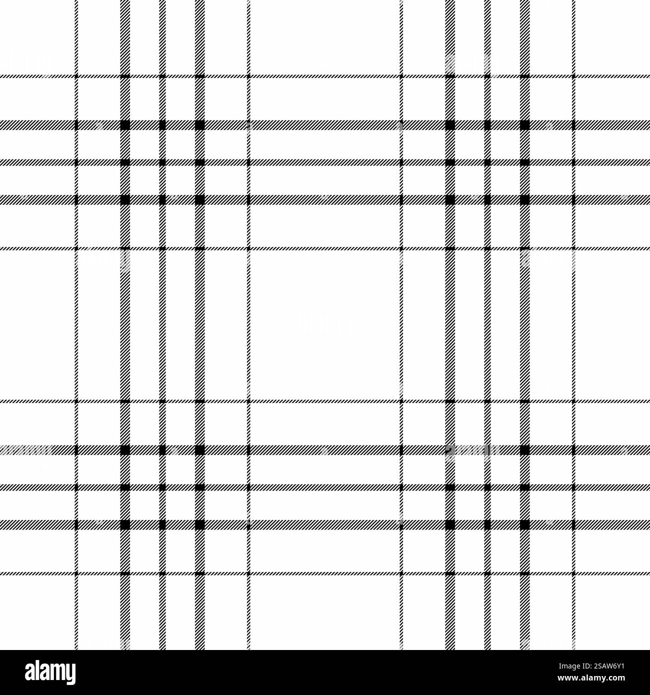 Plaid de texture vectorielle de tissu sans couture de fond avec un tartan textile à motif de carreaux dans des couleurs blanches et noires. Illustration de Vecteur