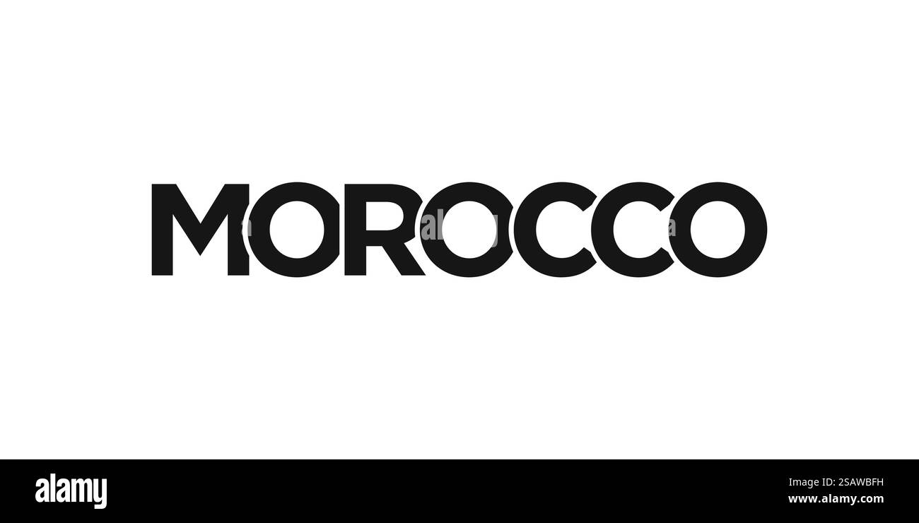 Emblème du Maroc pour print et web. La conception présente un style géométrique, illustration vectorielle avec une typographie audacieuse dans une police moderne. Lettrage de slogan graphique isolé sur fond blanc. Illustration de Vecteur