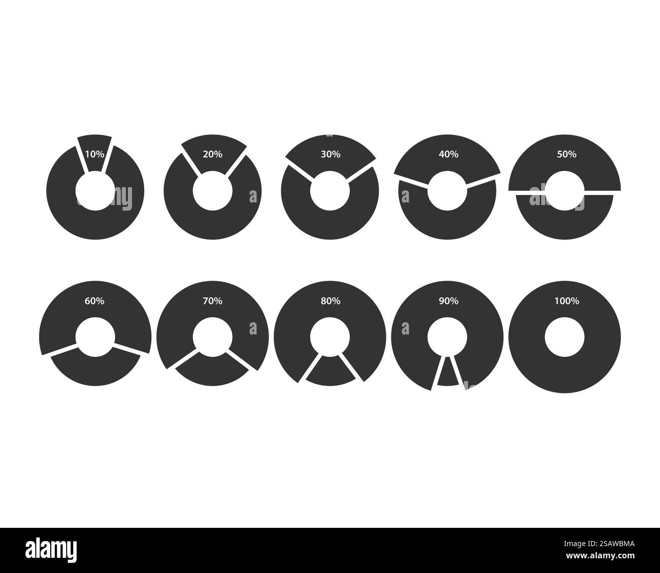 Set graphique des icônes. Diagramme circulaire vecteur. Logo graphiques tableaux de collecte de modèle. Modèle plat. Illustration de Vecteur