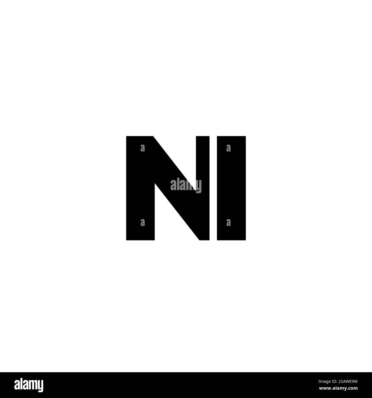 Lettre à la mode N et I, modèle de conception de logo ni. Logotype minimal basé sur le monogramme initial pour l'identité de l'entreprise. Illustration de Vecteur