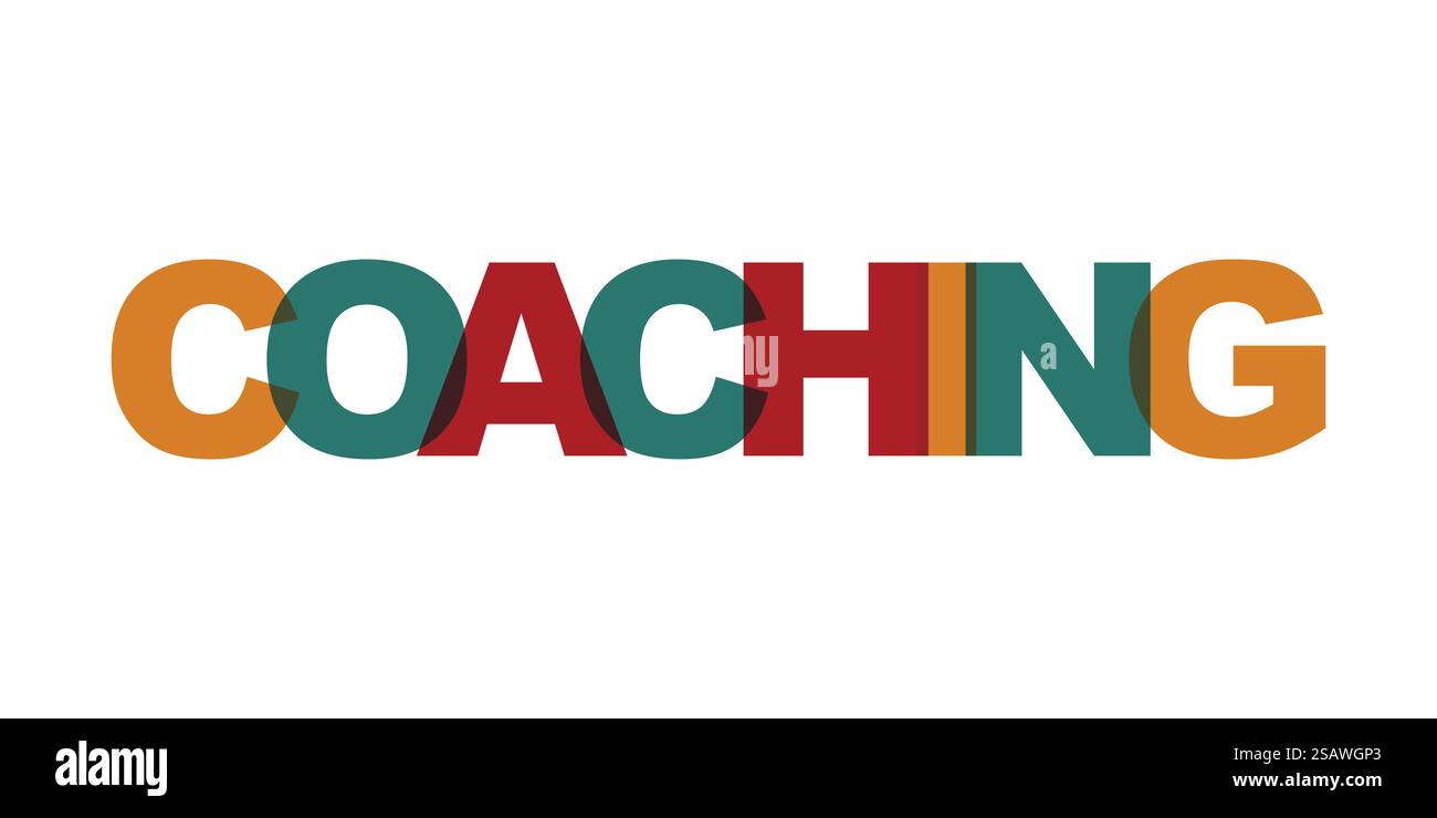 Texte de la carte de visite de coaching. Affiche lettrée moderne. Icône de texte art Word en couleur. Expressions vectorielles imprimer des éléments de conception. Illustration de Vecteur