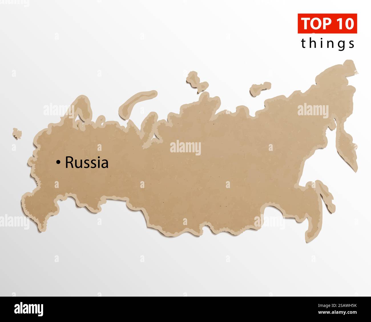 Vecteur de carte Russie. Texture de papier artisanal des cartes russes. Élément de conception créative d'informations de modèle vide. Illustration de Vecteur