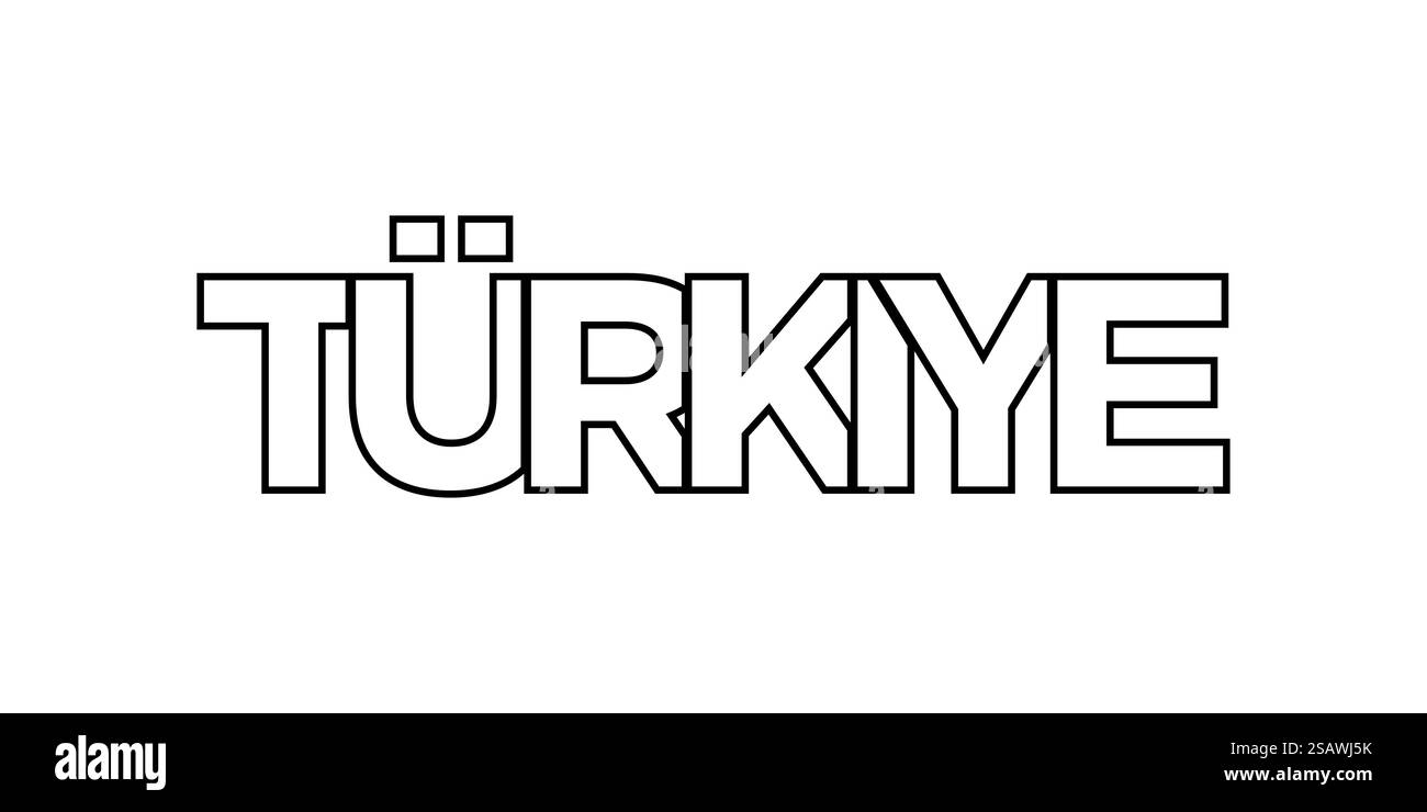 Emblème de la Turquie pour l'impression et le web. La conception présente un style géométrique, illustration vectorielle avec une typographie audacieuse dans une police moderne. Lettrage de slogan graphique isolé sur fond blanc. Illustration de Vecteur