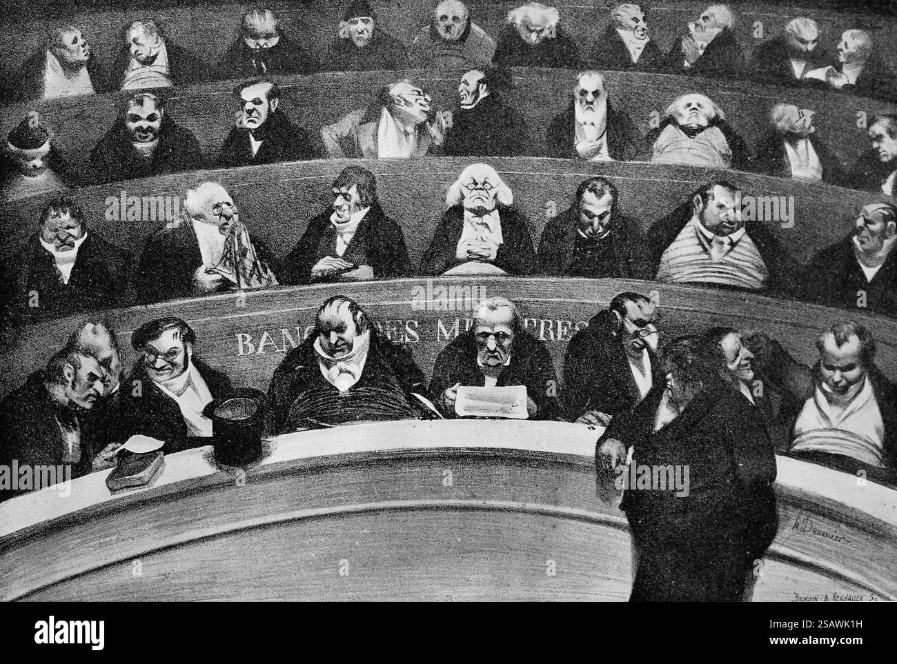 France. Règne de Louis Philippe I. satire : le ventre législatif, janvier 1834. Bancs ministériels de la chambre de prostitution sur 1834'.Lithogra Banque D'Images