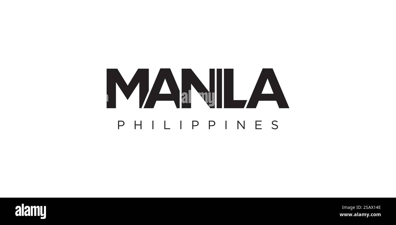 Manille aux Philippines emblème pour imprimé et web. La conception présente un style géométrique, illustration vectorielle avec une typographie audacieuse dans une police moderne. Lettrage de slogan graphique isolé sur fond blanc. Illustration de Vecteur Manille aux Philippines emblème pour imprimé et web. La conception présente un style géométrique, illustration vectorielle avec une typographie audacieuse dans une police moderne. Lettrage de slogan graphique isolé sur fond blanc. Illustration de Vecteur